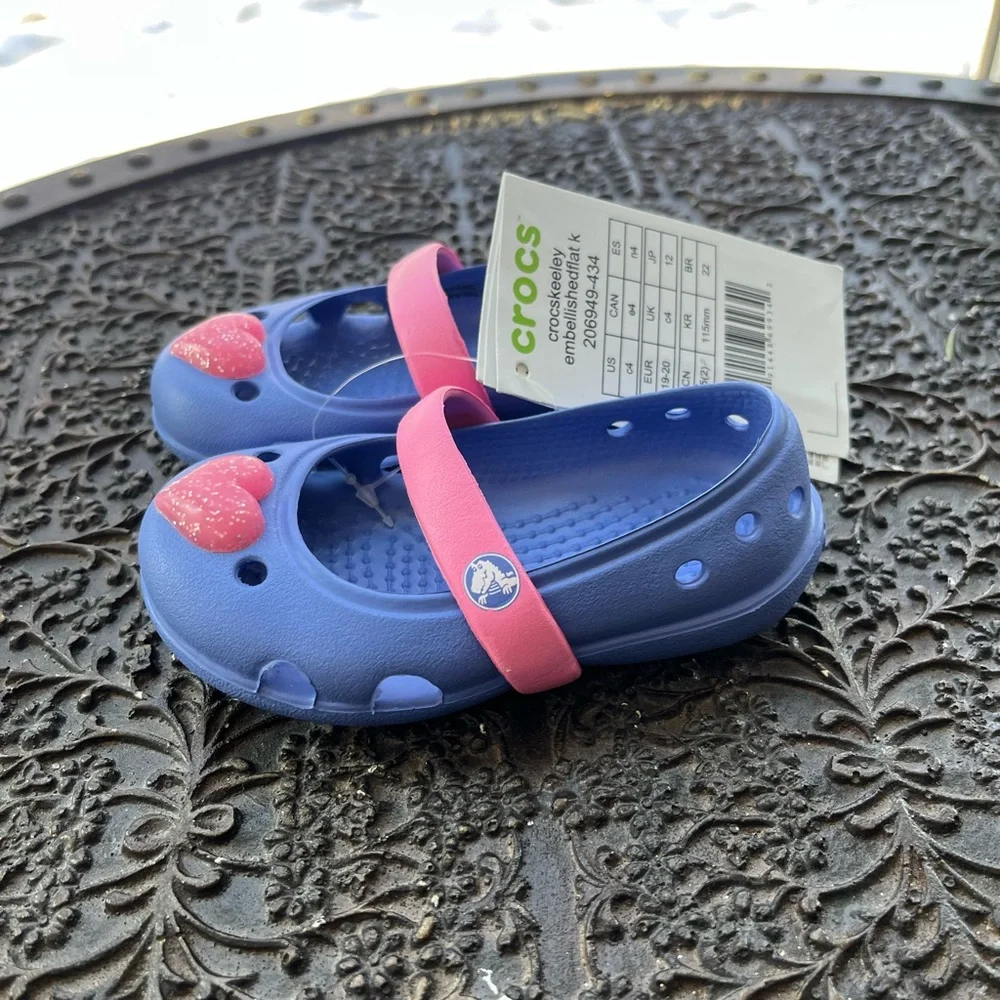 💖CROCS KEELEY EMBELLISHED FLATS IN LAPIS 4 C4